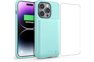 Feob Battery Case for iPhone 14 Pro(6.1inch),Powerful 7200mAh Ultra-Slim Battery Charging Case,Rechargeable Protective Extended Battery Charger Case for iPhone 14 Pro Green