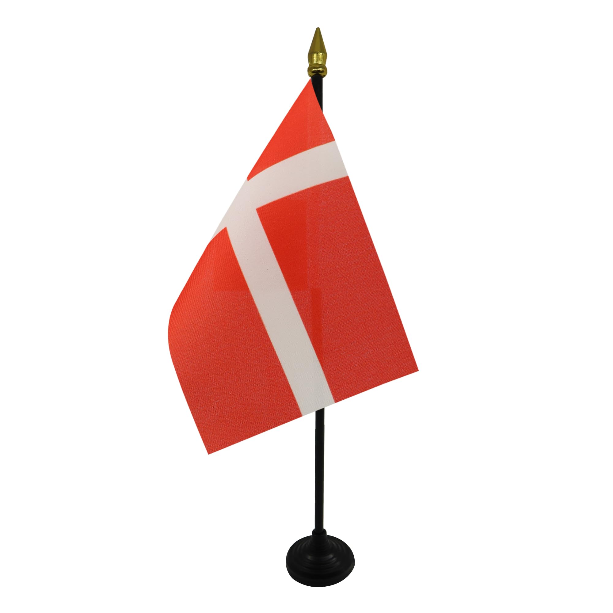 AZ FLAG - Denmark Table Flag 4'' x 6'' - Danish Mini Desk Flag 100% Polyester 15 x 10 cm - Office Mini Banner with 10'' Pole - Golden Spear
