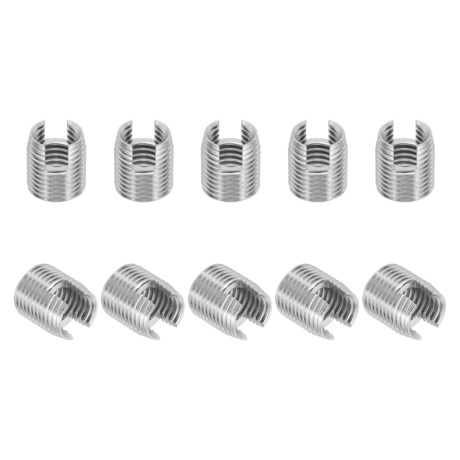 PATIKIL Self-Tapping Threaded Inserts, 10 Pcs M12 x M16 x 18mm 303 Stainless Steel Thread Adapter Reducer Slotted Screw Repair Inserts Nuts Sleeve