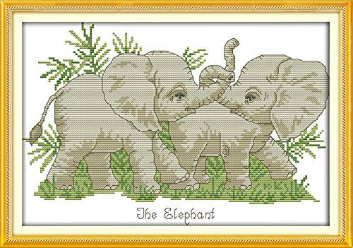 Good Value Cross Stitch Kits Beginners Kids Advanced -The Elephant 11 CT 17"X13", DIY Handmade Needlework Set Cross-Stitching Accurate Stamped Patterns Embroidery Home Decoration Frameless