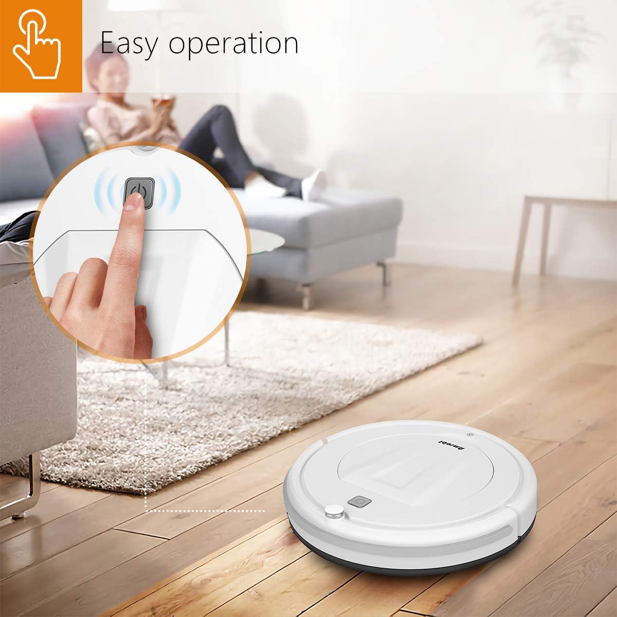 Robot Vacuum Cleaner,Amrobt Robotic Vacuum Cleaner with Remote Control, Super-Thin, Multiple Cleaning for Pet Hair,Hard Floor to Carpets