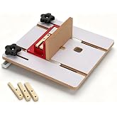 Router Table Box Joint Jig-3 Interchangeable Brass Indexing Keys (&frac14;&rdquo;,⅜&rdquo;,&frac12;&rdquo;) | Low‑Friction MDF, Locking Knob for &frac34;&rdquo; Miter Slot-Woodworking Jig / Box‑Joint Jig for Router&amp;Table Saw, Precise Box Joint Cuts