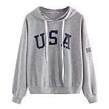 HTHJSCO Women's Long Sleeve Letter Flag Print