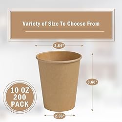 Lamosi 200 Pack 10 oz Kraft Paper Cups, Brown