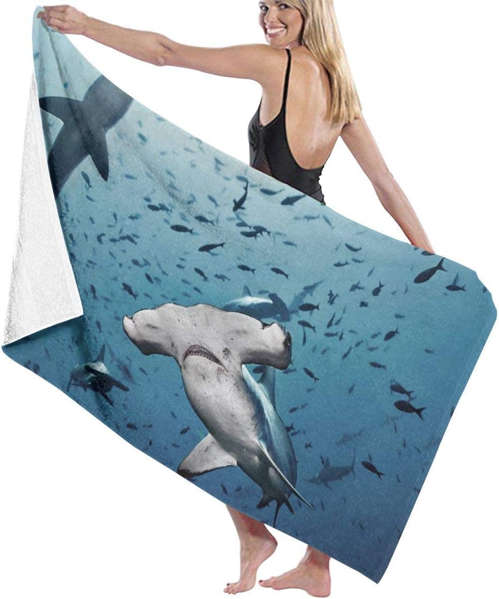 FaceTi Hammerhead Shark Beach Towel Personality Swimming Pool Water Oversized Bath Towel 31.5" X 51.2"