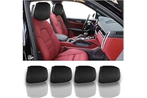 AUKEPO 4PCS Car Headrest Covers, Soft Waterproof Car Seat Head Rest Protector, Universal Automotive Interior Accessories for Van, SUV, Truck, All Car Models (Leather Texture)