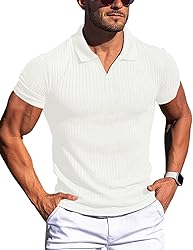 Gnvviwl Men's Muscle V Neck Polo Shirts Slim Fit