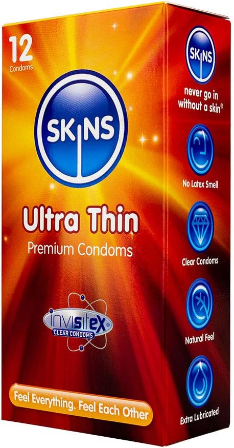 Skins AMSKUT12 Ultra Thin Premium Condoms Multipack, No Latex Smell and Extra Lubrication, Pack of 12, 12 count (Pack of 1) - Image 3