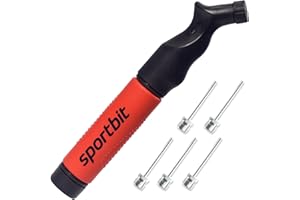 SPORTBIT Ball Pump for Sports Balls - Push & Pull Inflating System - Hand Pump for All Exercise Balls - Volleyball Pump, Basketball Inflator, Football & Soccer Ball Air Pump - Goes with 5 Needles Set