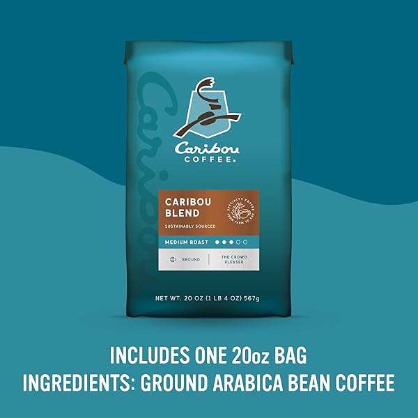 CARIBOU COFFEE, MEDIUM ROAST GROUND COFFEE, 100% ARABICA COFFEE – CARIBOU BLEND 20 OUNCE BAG