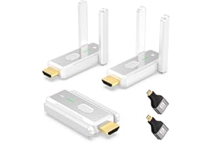 Elalight Wireless HDMI Transmitter and 2 Receivers 500FT/150M, 2.4G+5G Plug & Play Portable Wireless HDMI Splitter 1 to Multiple Screens for Video & Audio to Monitor from Laptop/PC/TV Box/Projector
