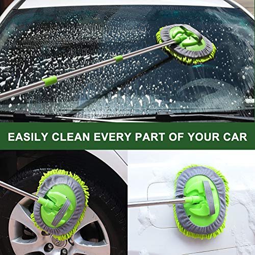 MINLUK Car Wash Mop Mitt, 2in1 Chenille Microfiber Car Cleaning Kit