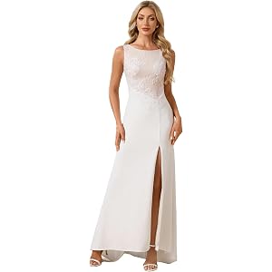 Ever-Pretty Women's Boat Neck Sleeveless Lace Mermaid Wedding Dress Bridal Gown with Train 02729