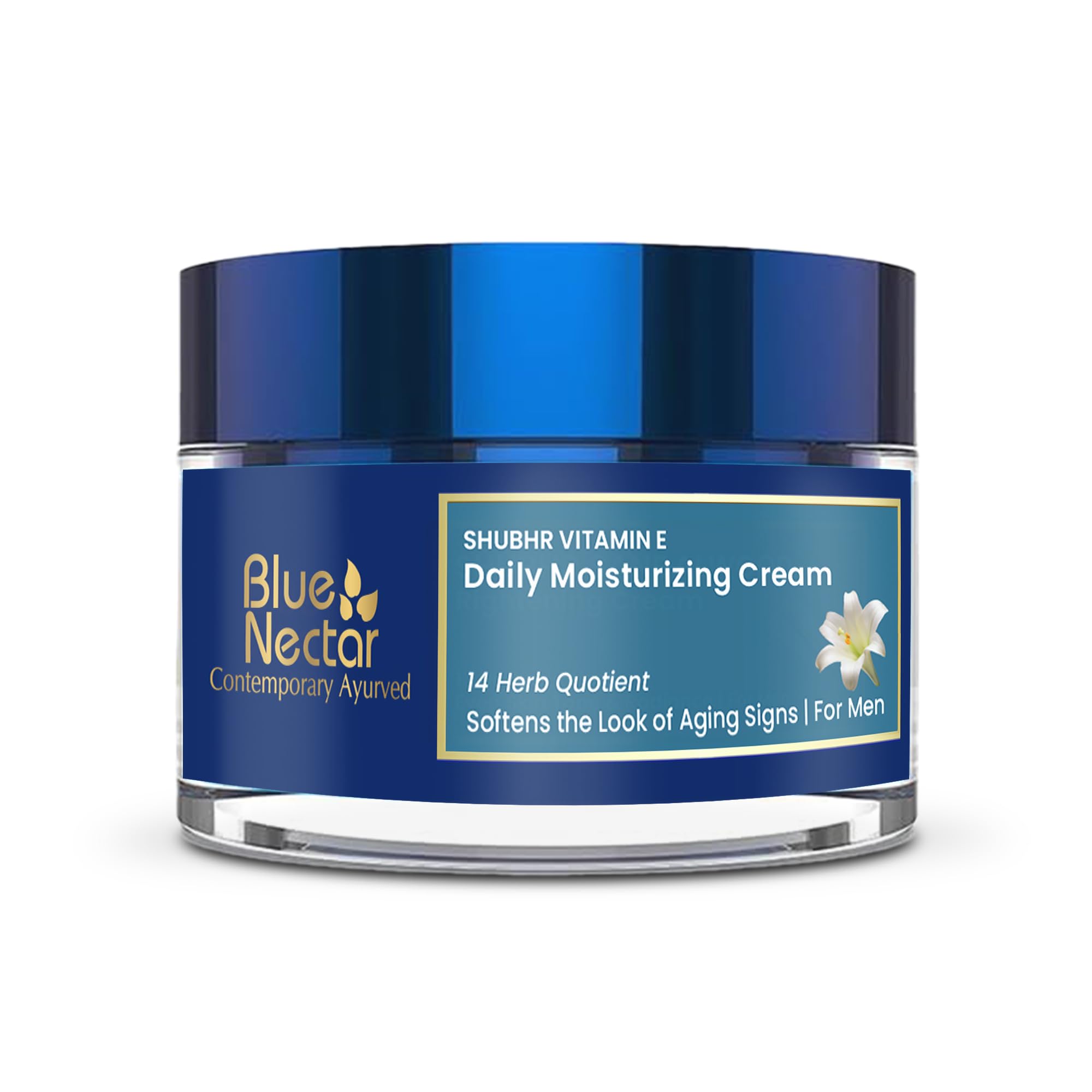 Blue Nectar Anti Aging Cream for Men | Natural Moisturizer with Vitamin E for Wrinkles & Fine Lines (14 herbs, 50g)