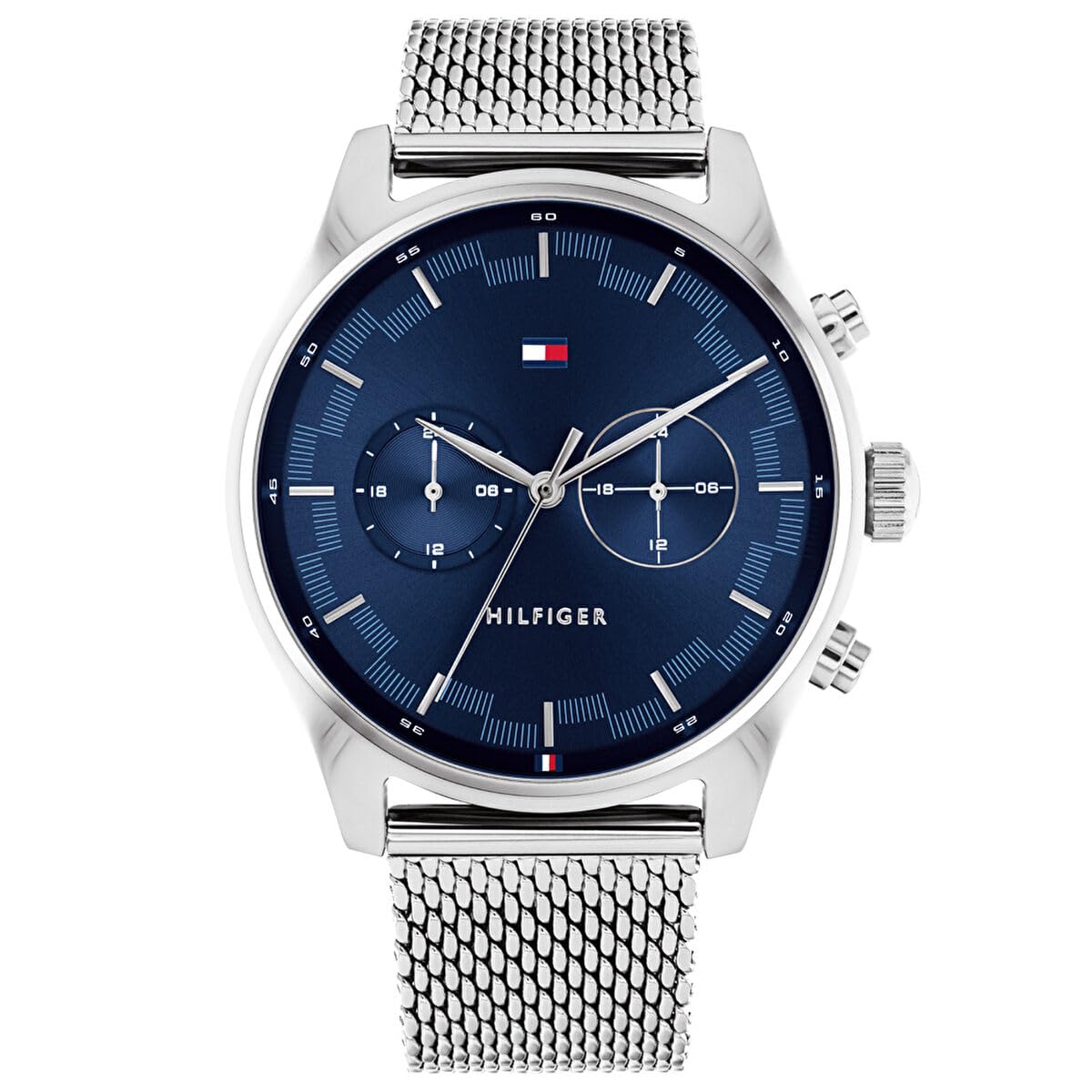 Tommy Hilfiger Analogue Multifunction Quartz Watch for Men with Silver Stainless Steel mesh Bracelet - 1710420