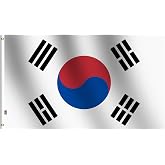South Korea Flag Large 3x5 Ft, Moderate-Outdoor Both Sides 100D Polyester,Canvas Header and Double Stitched - Brass Grommets for Easy Display, 3' x 5' S Korean National Flags