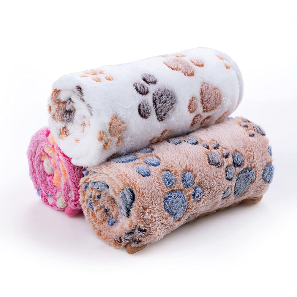 Pet Soft Dog Blankets Washable, Soft Cats Puppy Blankets Medium, 3Pack Warm and Cozy Pet Blankets for Dogs and Cats (3M)