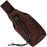 Mythrojan Drawstring Belt Bag Renaissance Costume Accessories Medieval Suede Leather Purse Viking Coin Jewelry Pouch Waist Bag for LARP, Festivals, Renfaire, Reenactments - Chocolate Brown, 8" x 6.5"