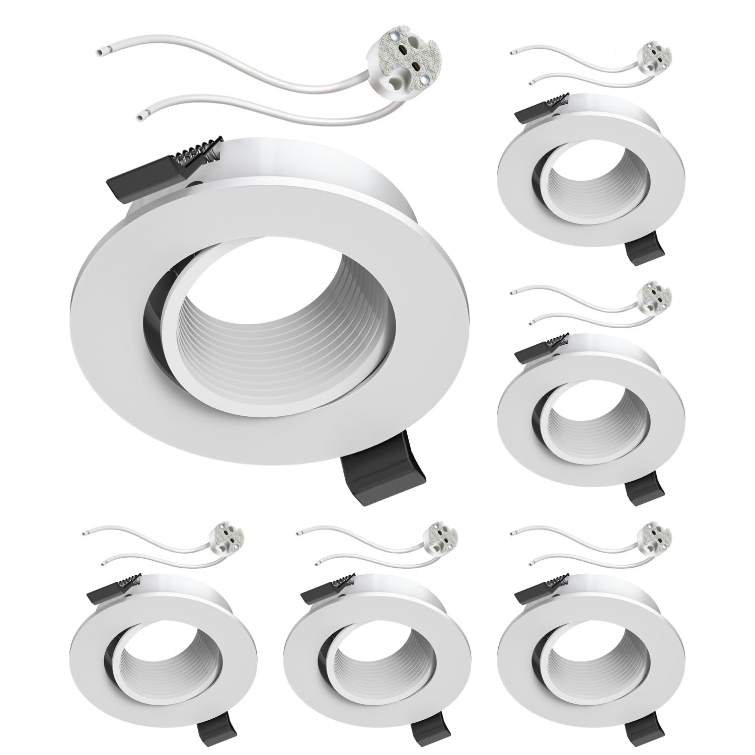 ledscom.de 6 Pieces Ceiling mounting Frame KUN, Round, swivelling (MR16/PAR16/50mm) GU5.3 Socket