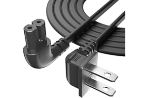 Superer L-Shaped 90 Degree TV Power Cord 2 Prong AC Cable Compatible with Samsung, LG, TCL, Sony, Apple TV, Vizio, Toshiba, S