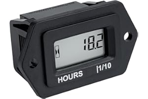 NInE-ROnG Digital LCD AC/DC 5V to 277V Hour Meter,Waterproof,Data Storage,use for Generator Garden Lawn Mower ATV Tractor Gol