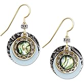 Silver Forest Genuine Abalone with Layered Disks Dangle Earrings