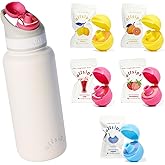 allsips 32oz Stainless Steel Air Water Bottle with 5 Straw & Refresher ScentSip Flavor Pods