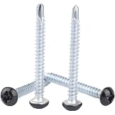 Pan Head Metal RV Screws Black #8 x 1-1/2" - 100 Pcs | RV Interior and Exterior, Square/Phillips Drive Twin Fast Thread Fasteners, Enclosed Trailer Self-Tapping Sheet Metal Screws