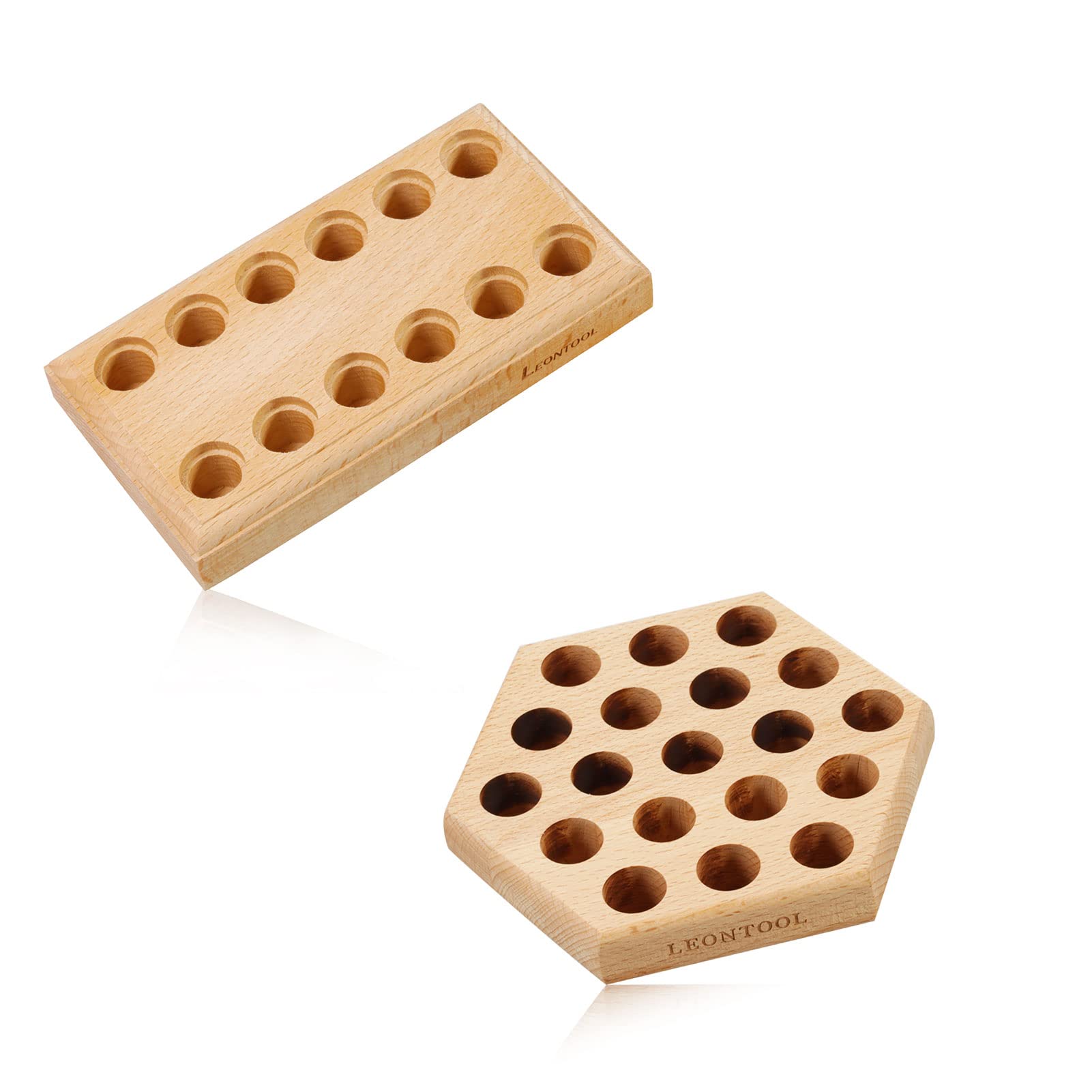 LEONTOOL Wooden Plier Organizers 2 Pack Wooden Plier Racks Wood Pliers Block Pliers Holder for Pliers Storage-Rectangular&Hexagon