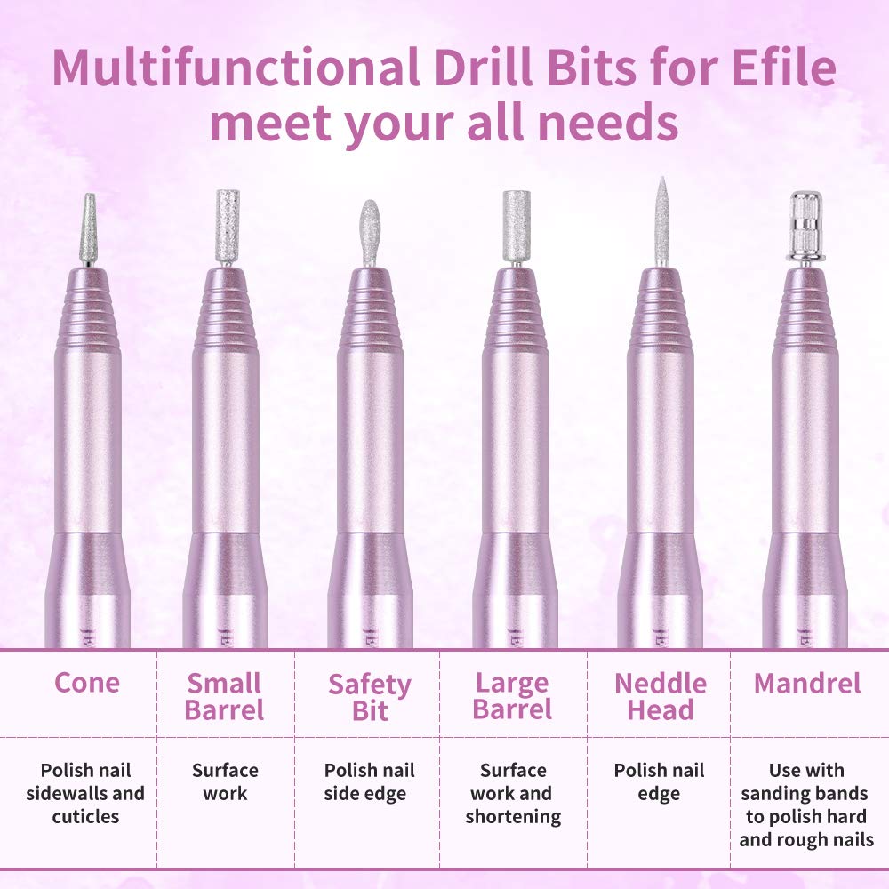 Electric Nail Drill Professional 25000RPM Portable Manicure Pedicure Polishing Shape Tools Efile Nail File Drill Kit For Acrylic, Removing Acrylic Gel Nails: Beauty