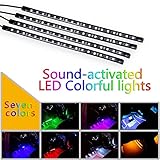 Exlight 7 Color LED Interior Underdash Lighting Kit with Sound Active Function and Wireless Remote Control, 4 Pieces