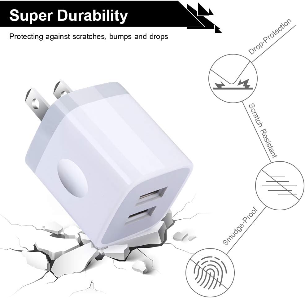 USB Wall Charger, Cube Charger 2 Port Charging Box 4Pack 2.1A/5V Home Travel Charger Plug USB Power Adapter Charging Station Base for iPhone 11 Pro Max XR XS X 8 7 6 6S Plus 5S 5, iPad, iPod, Samsung