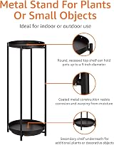 Amazon Basics Round Plant Stand Coated Steel Indoor Outdoor Black 2 Tier view 7