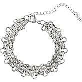 Pierced Owl Stainless Steel Triple Layer Chain Link Statement Bracelet