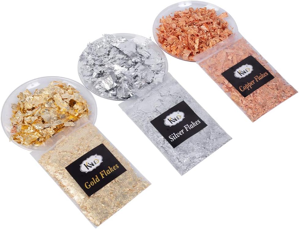 KINNO Gold Leaf Flakes, Gold Foil 3 Sets Gold Leaf for Nails Art and Craft, Furniture, Gilding, Painting - Image 3