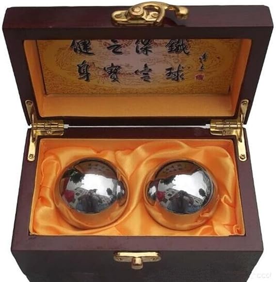 For Pretty Wooden box 46mm Baoding Balls Chinese Health Exercise Stress