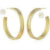 MYEARS Women Hoop Earrings Gold 14K Gold Filled Small Simple Handmade Hypoallergenic Everyday Illusion Jewelry