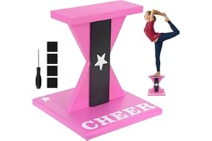 Cheerleading Balance Trainer, Wooden Cheer Equipment Stunt Trainer Practice, Pink Cheer Flyer Stand Balance Board for Core St