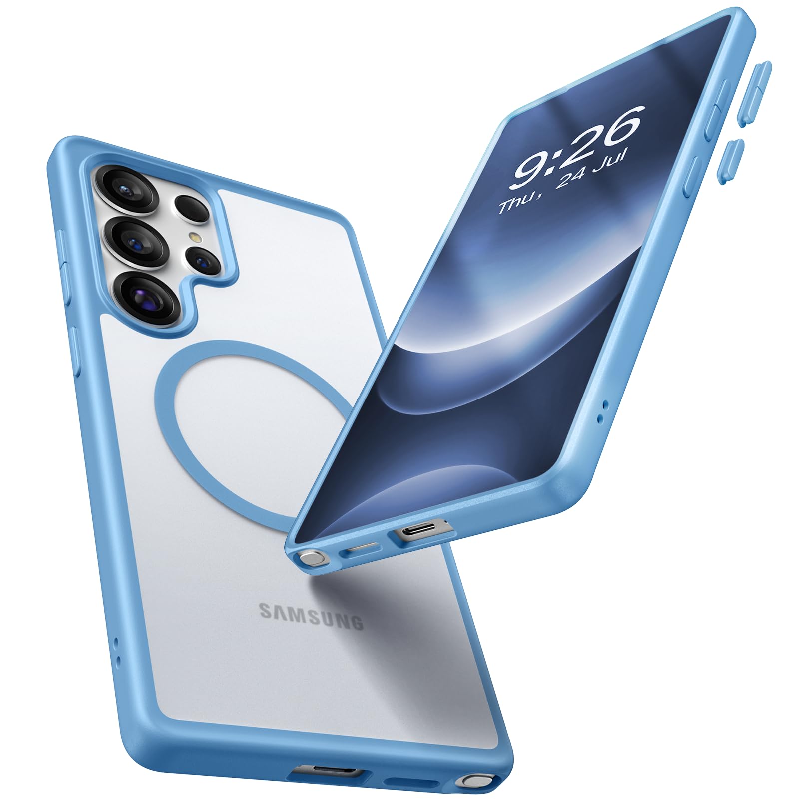 Photo 1 of Maledan StainGuard Case for Samsung Galaxy S25 Ultra - Compatible with MagSafe S25 Ultra Case, Slim Magnetic Phone Cases for Samsung S25 Ultra Case Cover [Qi2 Certified][Military Shockproof], Sky Blue