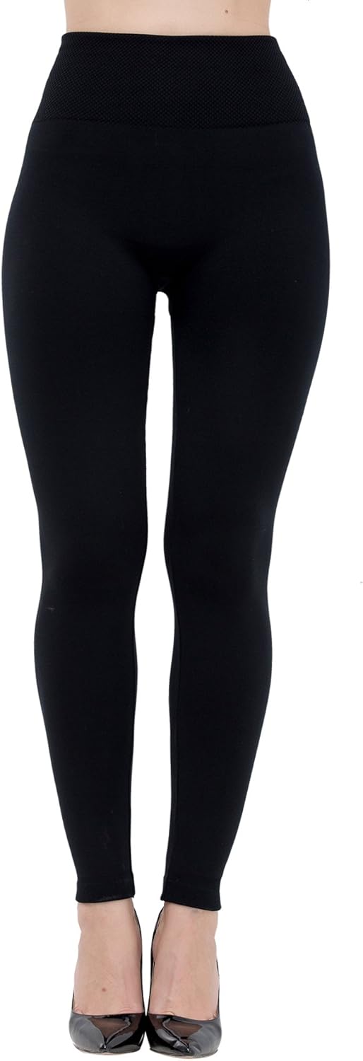Fleece Lined Leggings for Women High Waist, Elastic and Slimming, 6 Pack - (2)black/wine/brown/grey/navy, One Size at  Women’s Clothing store