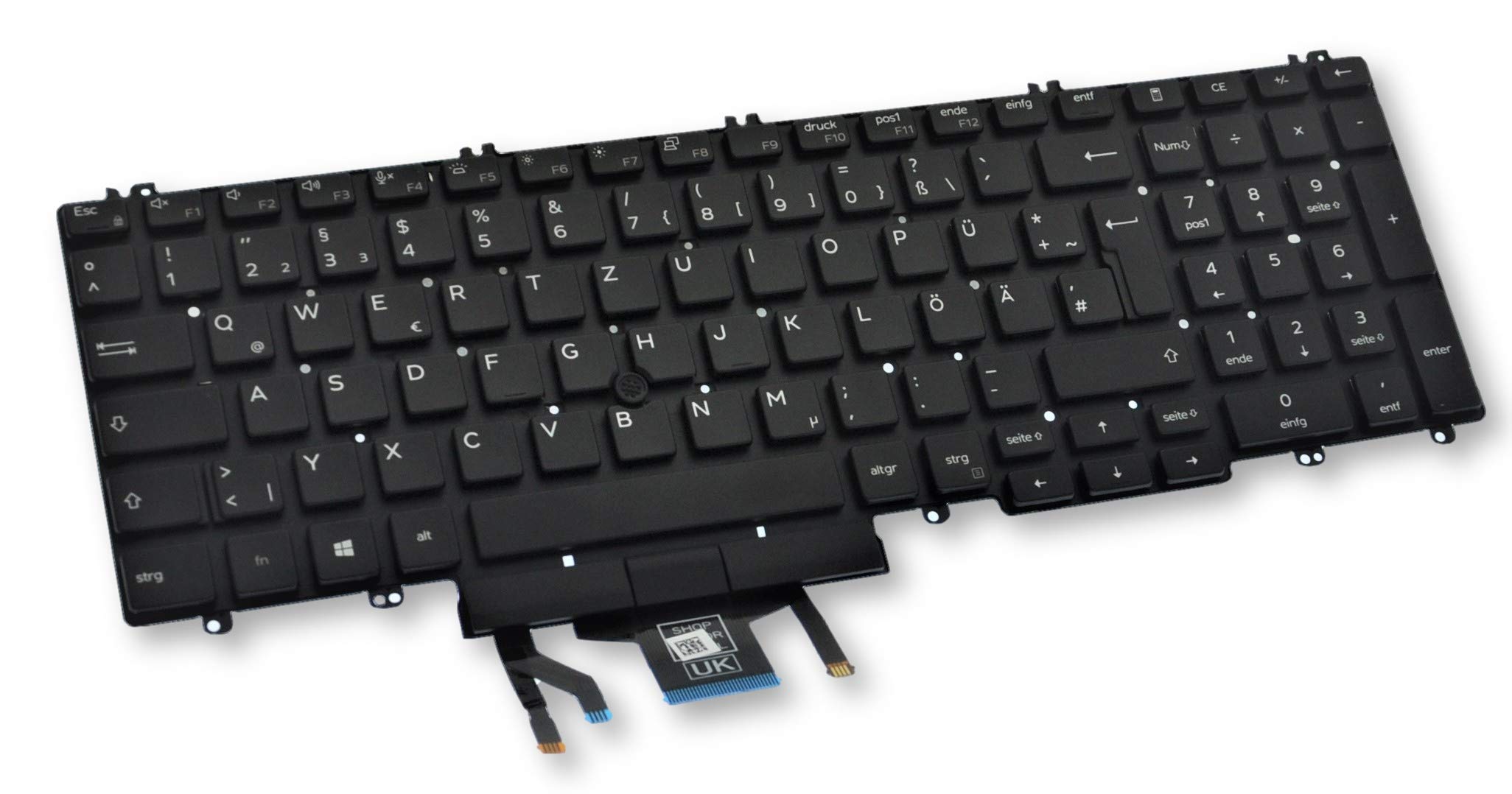 TJL GERMAN QWERTZ Backlit Dual Point Keyboard for Latitude 5500 Precision 3541 Part Number W301T
