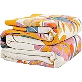 KMBFWU Boho Blanket, 50"x60" Soft Farmhouse Decorative Throw Blanket, 100% Cotton Reversible Vintage Muslin Quilt Bohemian Decor Woven Blanket All Season Blankets for Sofa Couch Chair