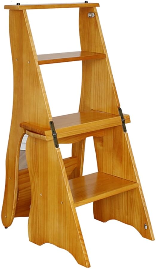 Tritthocker Stufenhocker, Klappleiter Stuhl Massivholz tragbare Leiter