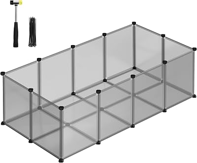SONGMICS Pet Playpen with Floor 143x73x46 cm Grey LPC002G01