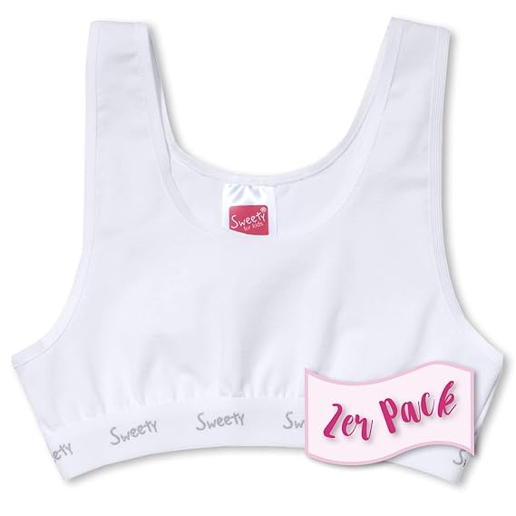Sweety Mädchen Bustier Single Jersey I 2er Pack I Sportbustier mit Breiten Trägern I Unterwäsche aus elastischer Baumwolle I 