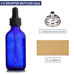 AOZITA 4 Pack, 2 oz Dropper Bottles with 1 Funnel