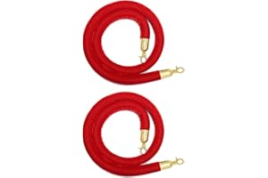 LVYIHAN 2 Pack Velvet Stanchion Rope Red, 5 Ft Crowd Control Ropes Barrier with Gold Hooks, Hanging VIP Rope for Party Decoration
