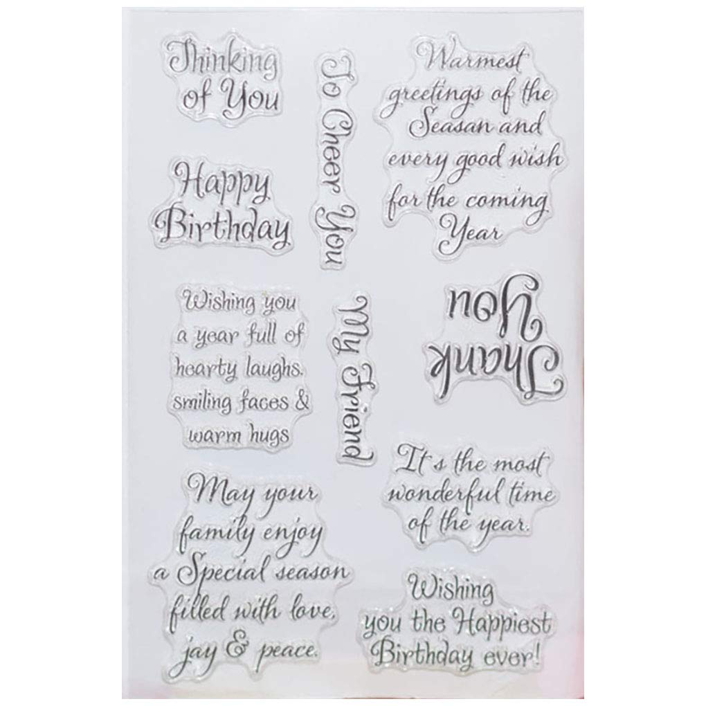 KWELLAM Words Happy Birthday Thinking of You Thank You Clear Stamps for Card Making Decoration and DIY Scrapbooking 20112810