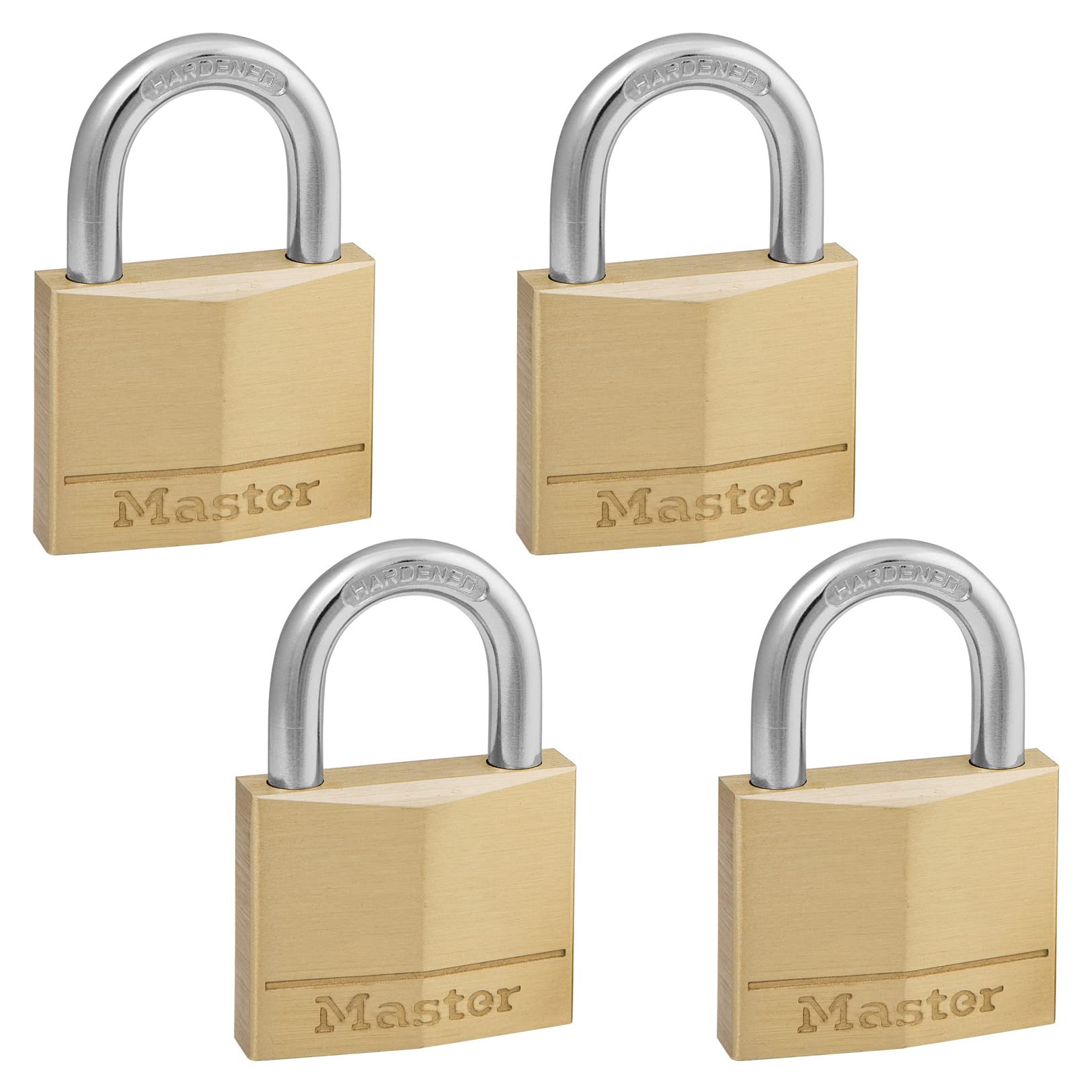 Photo 1 of Master Lock 140Q Solid Brass Padlock with Key, 4 Pack