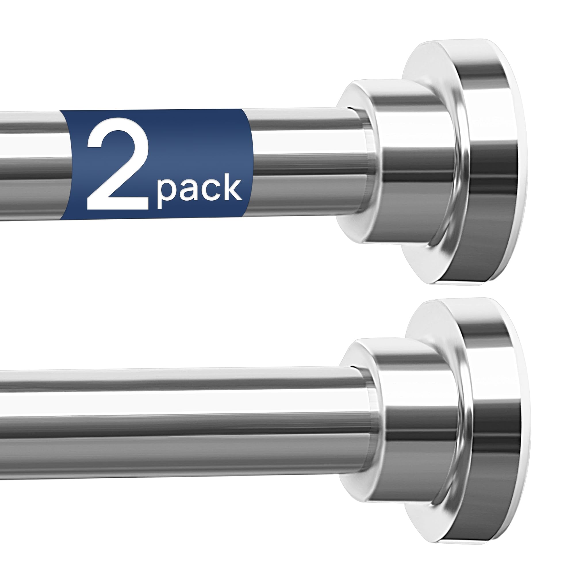 Photo 1 of ENJOYBASICS 2 Pack Adjustable Spring Tension Curtain Rods 32 to 54 Inches, Stainless Steel Chrome Shower Rod No Drilling for Window, Bathroom, Closet, Room Divider, 7/8" Diameter